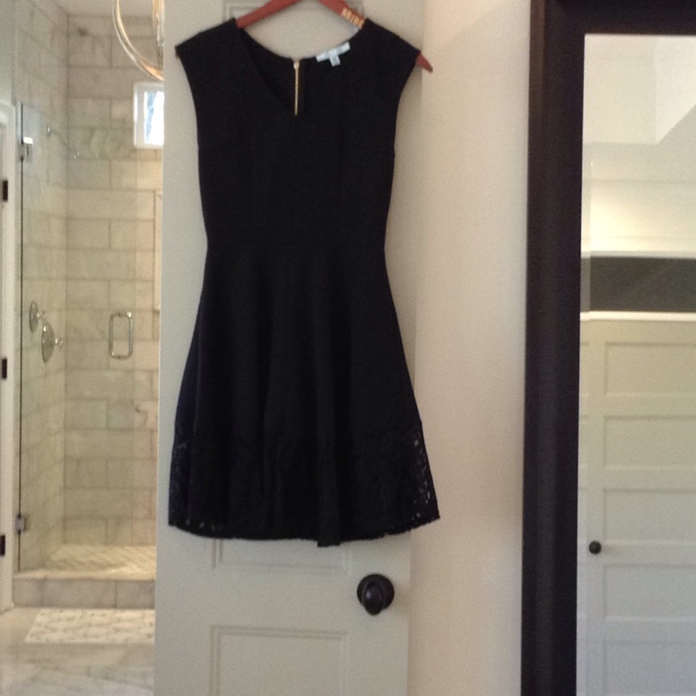 Textured Black Dress with Lace